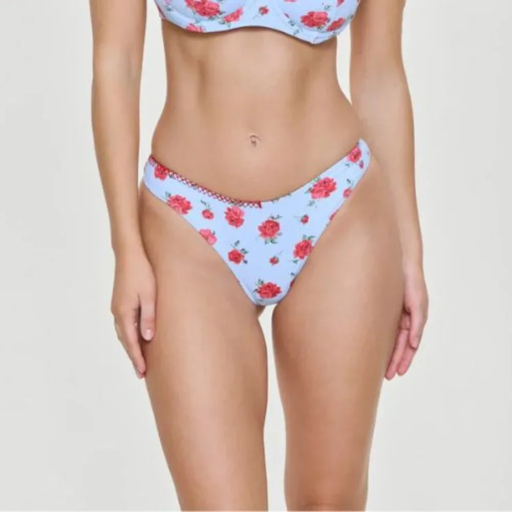 New! Frankie’s Bikinis Rosewater Dove Floral Bikini Bottom Size XS 38030